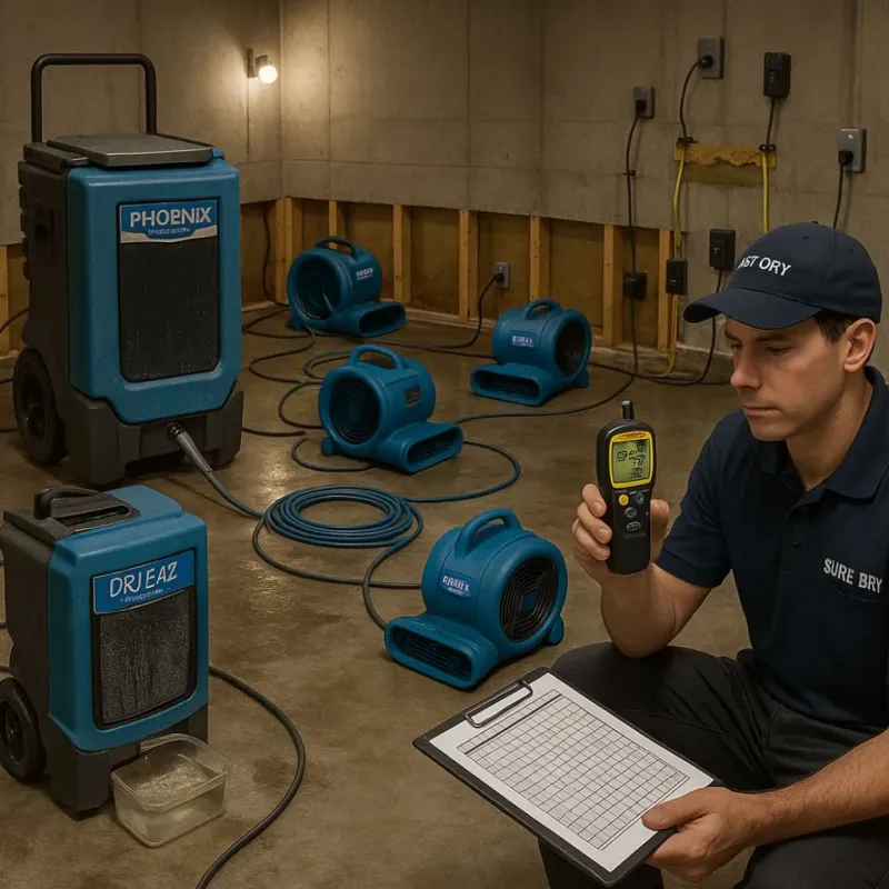 Structural Drying and Dehumidification process in Arcadia, LA